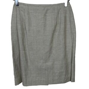 Lauren Ralph Lauren Skirt Womens 4 Beige Gray Plaid Linen Cotton Career‎ Office